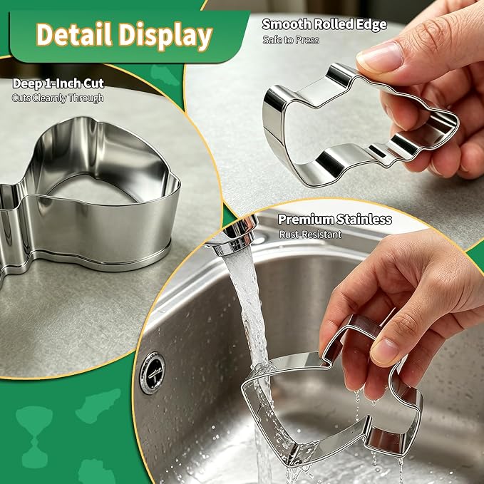 KickFry Sports Cookie Cutters Set - 6Pcs Stainless Steel Football Soccer Biscuit Cutters for Home Bakers & Soccer Fans, World Cup Finals, Game Day, Soccer Party, Fondant Sugar Cookies