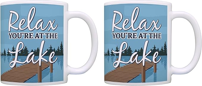 ThisWear Vacation Gifts Relax You're at the Lake Coffee Mug Set