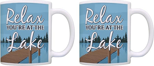 ThisWear Vacation Gifts Relax You're at the Lake Coffee Mug Set