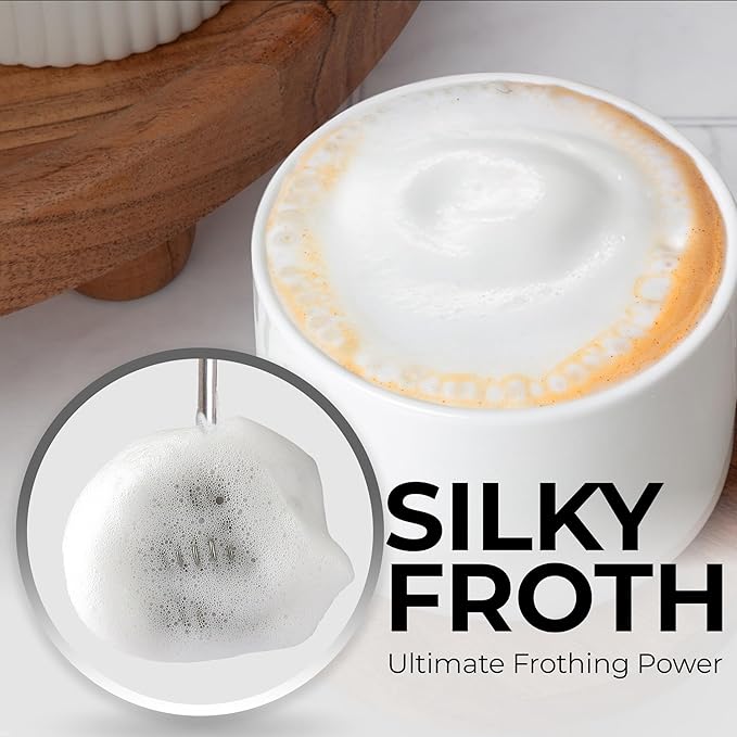 Zulay Kitchen Powerful Milk Frother Wand With Duracell Batteries - Ultra Fast Handheld Drink Mixer - Electric Whisk Foam Maker for Coffee, Lattes, Cappuccino & Matcha - Triple Whisk - Noble Lavender