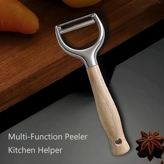 Vegetable Peelers For Kitchen,Stainless Steel Potato Peelers,Swivel Fruit Peeler Featuring Sharp And Durable Blades,Can Be Quickly Peeled,Ergonomic Solid Wood Anti Slip Handle