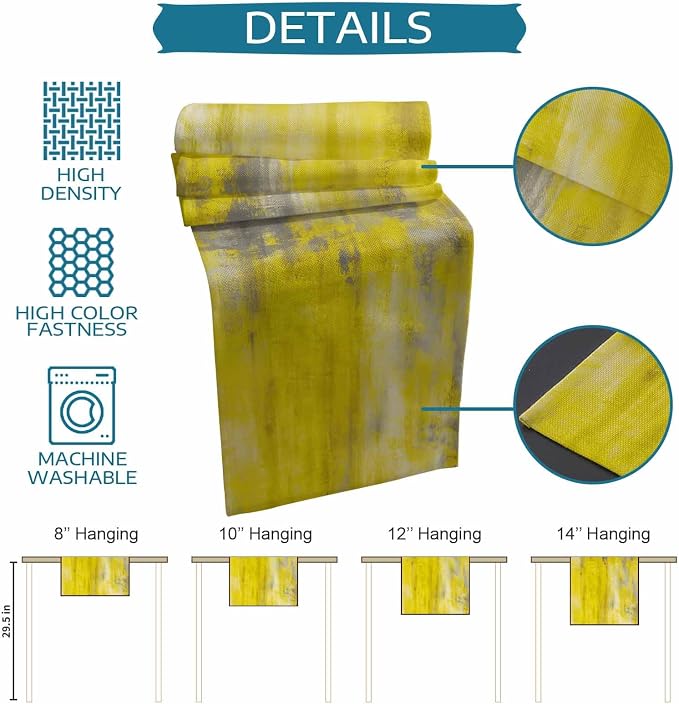 Vintage Yellow Short Table Runners 48 Inches, Cotton Linen Fabric Table Runner Dresser Scarf, Abstract Minimalist Painting Art Watercolor Tablerunner for Party/Kitchen/Dinner/Wedding Decor 13"x48"