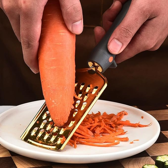 Professional Cheese Grater with Anti-Slide Handle, Rose Gold Stainless Steel Cheese Grater Handheld, Grater Hand Crank, Practical Kitchen Gadgets, Graters for Cheese, Chocolate, Spices (2 Graters)