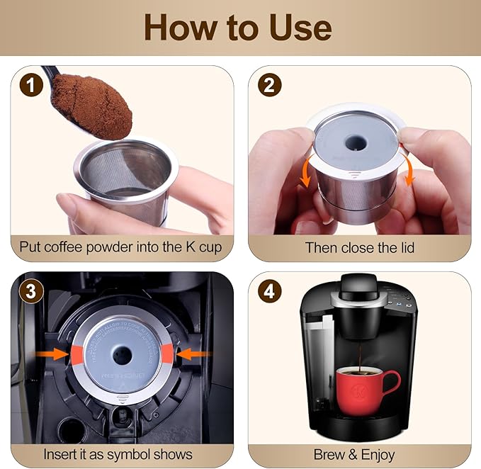 RETHONE Reusable K Cups Coffee Filter, Stainless Steel K Cup Reusable Coffee Pods Filters for Keurig 1.0 & 2.0 Coffee Makers BPA-Free Refillable Coffee Filters (2 Packs)