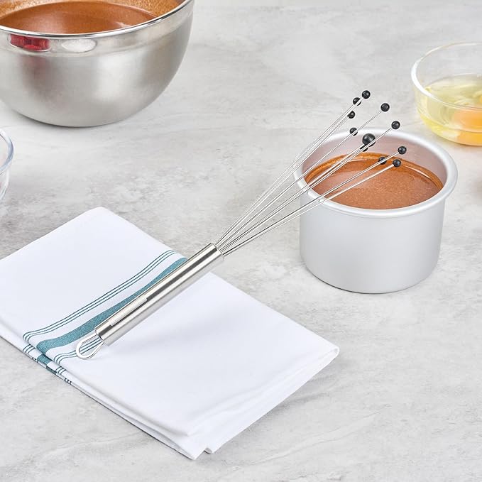 Restaurantware 10.5 in Stainless Steel Ball Whisk with Silicone Tips - 24 Pack - German Standard Sauce & Gravy Whisk, Non-Scratch, Dishwasher Safe - Non-Stick Silicone Ball Whisk for Baking
