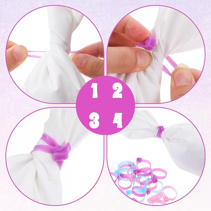 120 Pcs Icing Bag Ties Silicone Pastry Bag Ties Reusable Piping Bags Tie for Dessert & Candy Decorating & Pastry Bags Cupcakes Cookies Seal (Blue, Rosy, Purple)