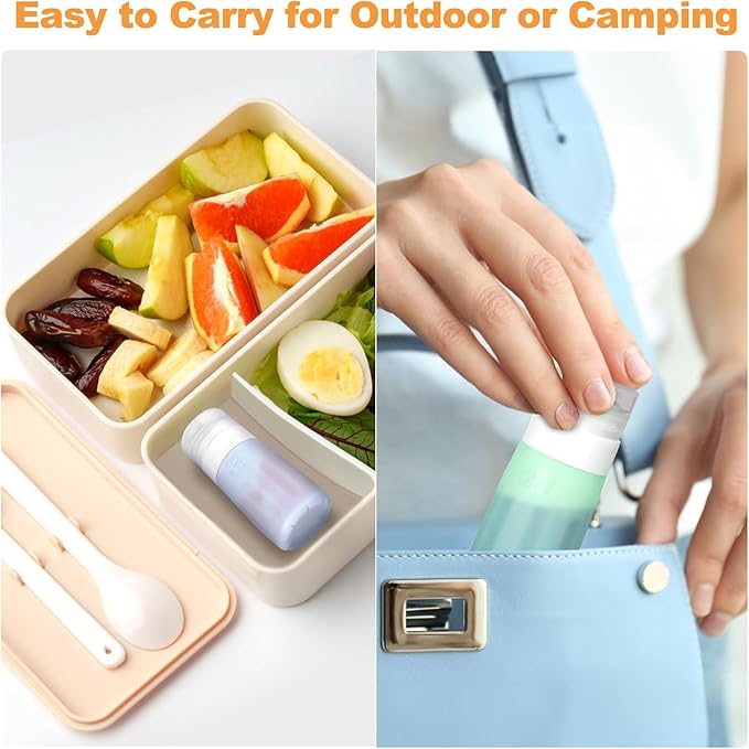 4Pcs Condiment Squeeze Bottles for Sauces, Leakproof Salad Dressing Container to Go, Small Silicone Squeeze Bottles with Brush, Condiment Containers Dispenser for Ketchup Hot Sauce Lunch Travel, 2 Oz