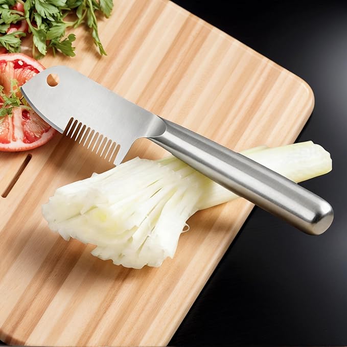 Stainless Steel Multi-Purpose Julienne Peeler, 2-in-1 Vegetable Julienne Slicer Blade, Quick & Easy Kitchen Multifunctional Shredder Cutter Tool for Fruit, Potatoes, Carrot, Green Onion (Large)