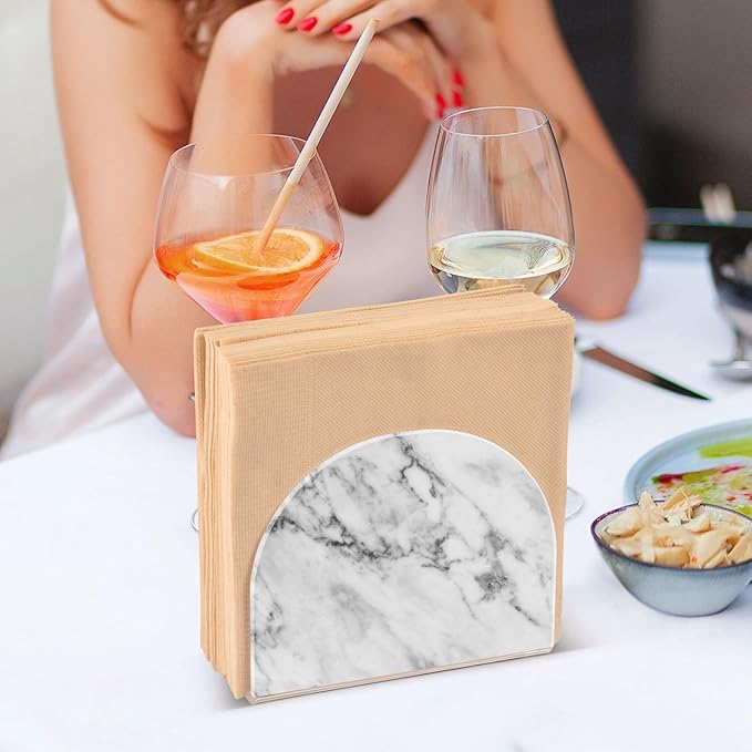 Acrylic Fall Napkin Holder for Table Kitchen Marble White Grey Cocktail Dinner Napkin Holders Paper Towel Dispenser Countertop Modern Home Decor