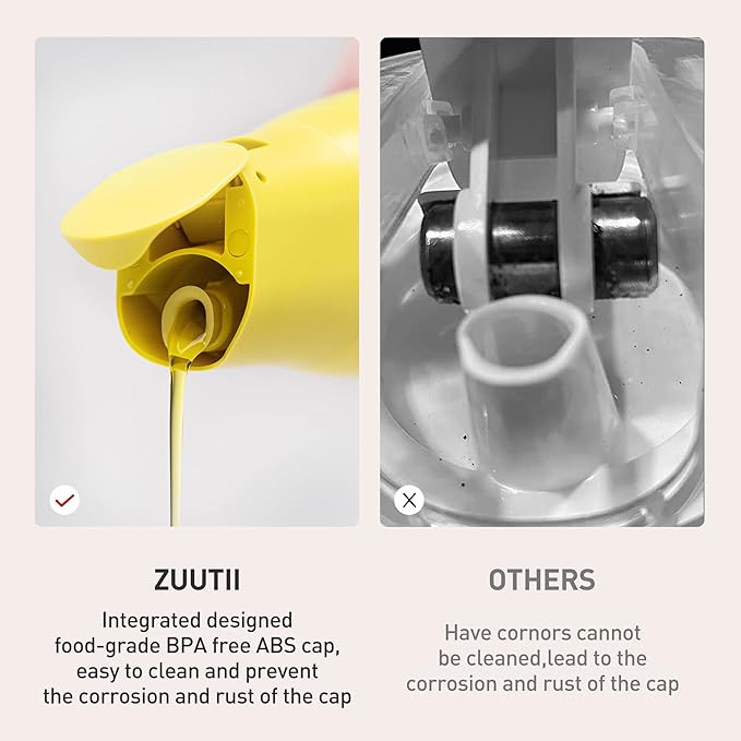 Zuutii Olive Oil Dispenser, Drip Free Spout Oil Container for Kitchen.Vinegar Dispenser, Glass Bottle for Cooking,500ML,Light Cream