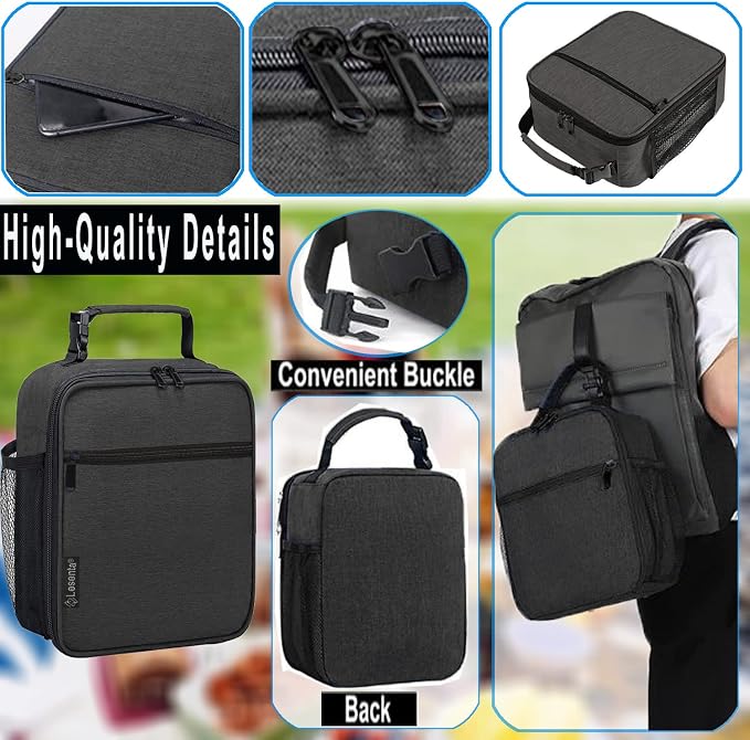 Lunch Box for Men Women Adult-Small Insulated Lunch Bag for Office Hiking - Portable Reusable Lunch Box