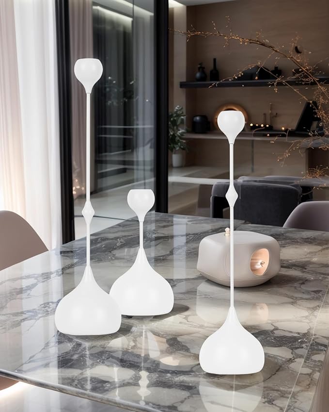 Candle Holders Set of 3 - Taper Candle Holders for Table Decor, Elegant Minimalist Design, Perfect for Weddings, Parties, and Home Decor (White)