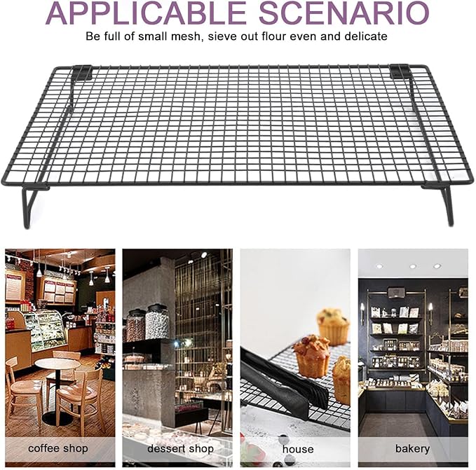 Stainless Steel Cooling Rack, Non Stick Baking Rack Metal Cooling Rack Wire Rack for Cookies Grill Rack Cooling Rack Large(Black)