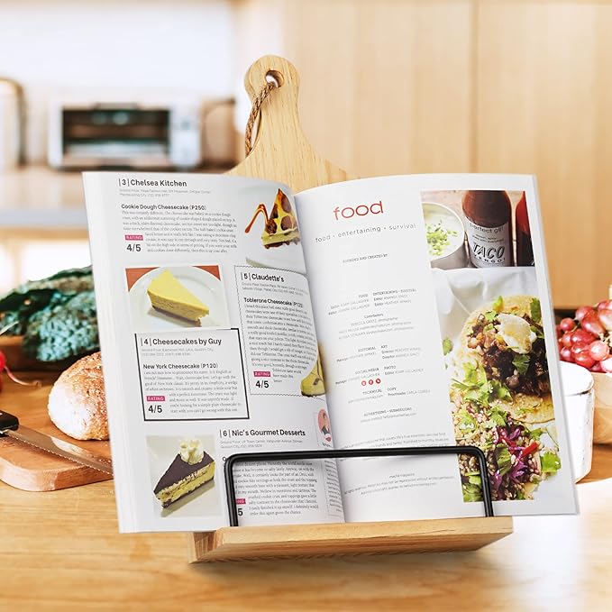 Cookbook Stand with Chalkboard Eraser, Mother Day Birthday Gifts for Women Mom Wife Grandma, Kitchen Baking Gifts for Woman, Recipe Book Holder Stand, Present Birthday Gift Ideas, Cookbook Holder