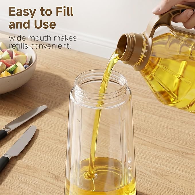 Marbrasse Oil Dispenser for Kitchen,20 OZ /600ml Leakproof Glass Oil Bottle with Auto Flip Cap,Olive Oil Container for Kitchen Cooking (White)