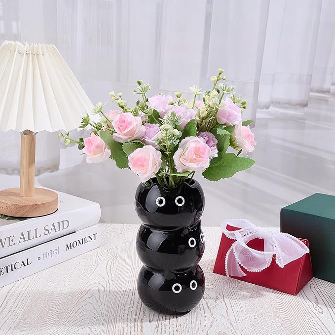 WADORN Black Cat Ceramic Vase 3D Cartoon Cat Cooking Utensil Crock Cute Countertop Makeup Brush Storage Utensil Holder for Kitchen Decor Housewarming Kitty Lover Gift 3.58x3.5x6.69 in