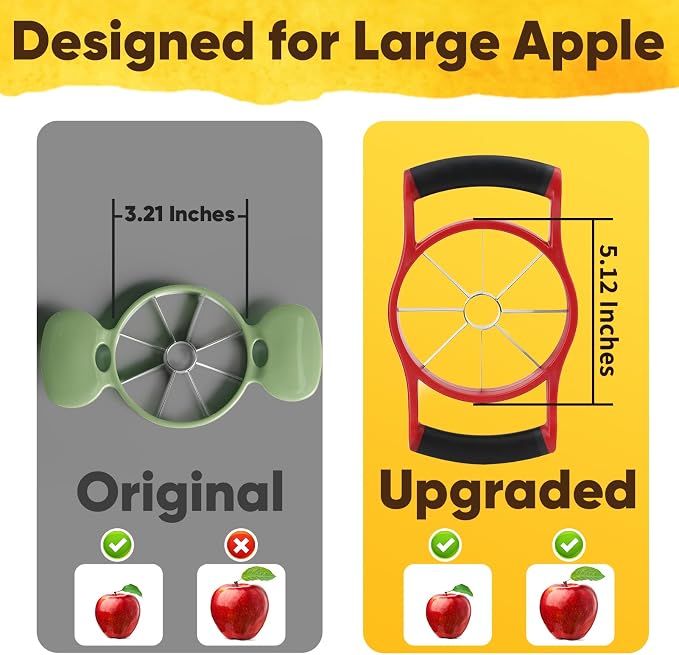 [Upgraded] Newness 5.12 Inch Large Apple Slicer and Corer, Cut 8 Slices All the Way Through, HEAVY DUTY Stainless Steel Apple Corer & Slicer for Fruits & Vegetables - Dishwasher Safe