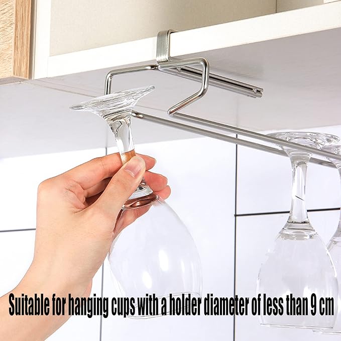 Wine Glass Rack Under Cabinet Metal, Stainless Steel Wire Storage Hanger, Wine Glass Drying Rack, More Convenient To Take And Place, Widen The Mouth Of The Hanging Cup