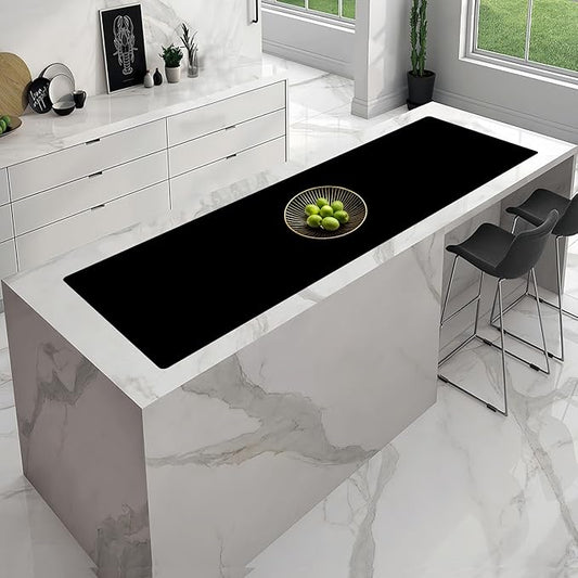 Large Silicone Placemat, 78.7''x15.7''(200cmx40cm) Extra Large Countertop Protector Mat, Heat Resistant Mat for Countertop with Non-Slip, Silicone Mats for Kitchen Counter/Crafts, Black