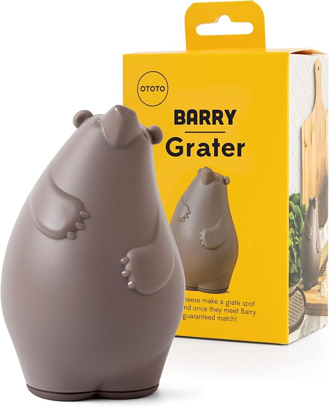 OTOTO Grater - Stainless Steel, BPA Free, Dishwasher Safe, Fun Kitchen Gadget, Vegetable Shredder, Cute Kitchen Gifts & Accessories (Barry The Bear Cheese Grater, Brown)
