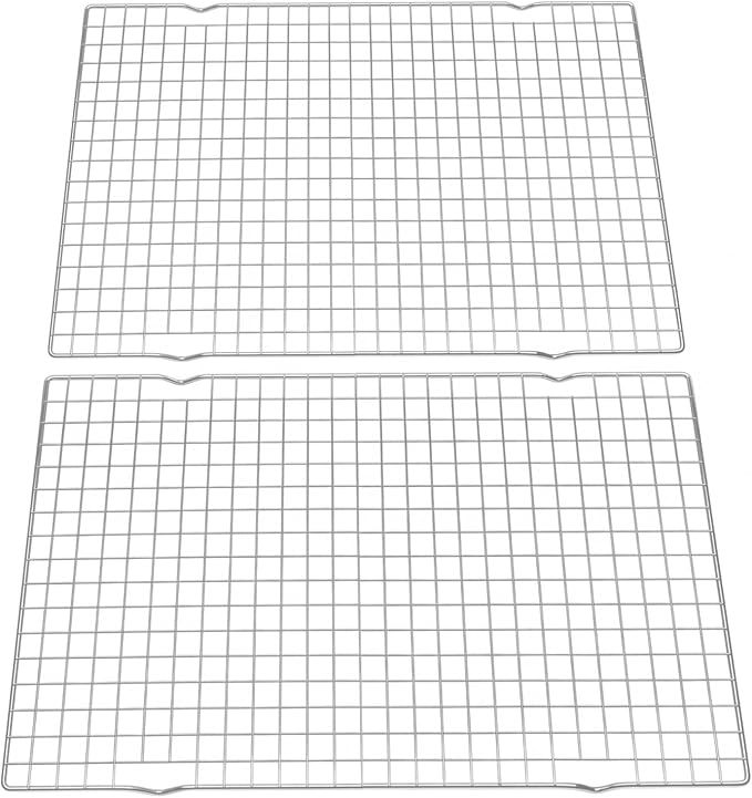 2 PCS Cooling Racks 10 * 15.94in Thick Wire Cookie Rack Baking Rack Silver | Stainless Steel Large Baking Rack Set Grid Wire Baking Rack Dishwasher Safe Bacon Bread Oven Wire Racks for Baking Grilling