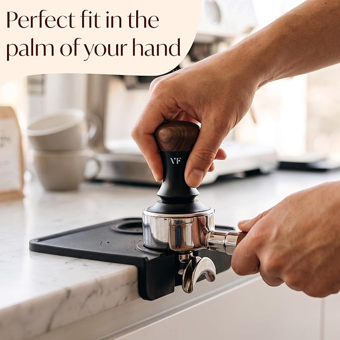 Espresso Tamper for 54mm Portafilter – Adjustable Depth Spring Loaded Tamper for Consistent Tamping – Barista Coffee Press Tool with Stainless Steel Base – Black & Walnut