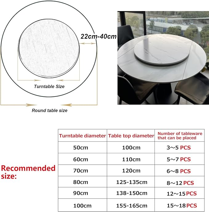 Round Wooden Serving Plate 360° Rotating Turntable - For Kitchen Dining Table Swivel Serving Trays, Round Lazy Susan Turntable Ø20inch-39inch, One-piece, Stable Rotation (Color : Wood, Size : Ø70cm(