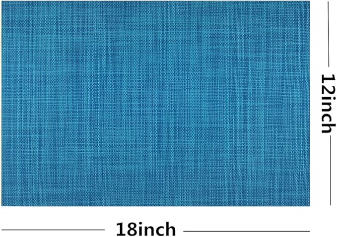 WAZAIGUR Placemats Easy to Clean Crisscross Woven Vinyl Place Mats Durable Non-Slip Heat Resistant Table Mats Placemats for Kitchen Table Set of 4,Blue