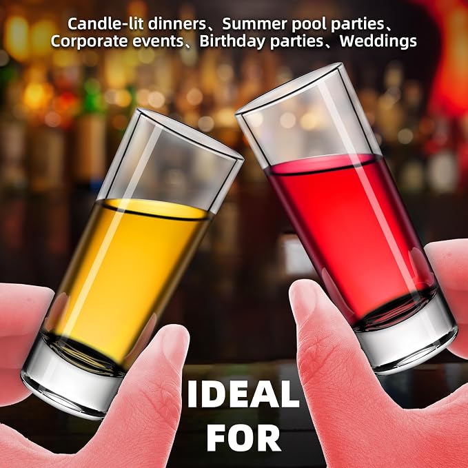 2 Ounce Shot Glasses Heavy Base, Small Liquor and Spirit Glasses, Durable Tequila Bar Glasses For Alcohol and Espresso Shots, Shooter Glass Set 2oz / 60ml (12-clear)