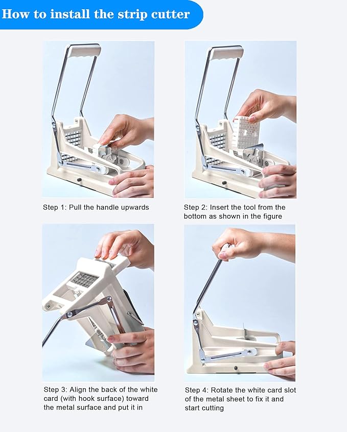 French Fry Cutter, Potato Slicer French Fries with 2 Different Sizes Stainless Steel Blades and No-Slip Suction Base for Potatoes Carrots Cucumbers