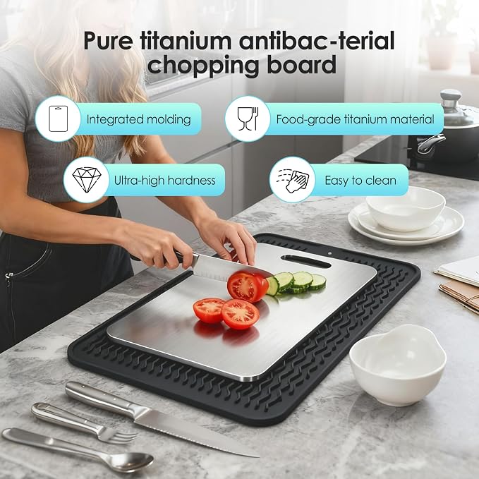 2mm Thicker Upgraded Anti-Slip 3pcs Cutting Boards,316 Food Grade Stainless Steel,Healthy Kitchen Cutting Board, Perfect for Chefs,Campers,And Gifts,17.7x11.8in,14.2x9.8in,11.8x9.1in