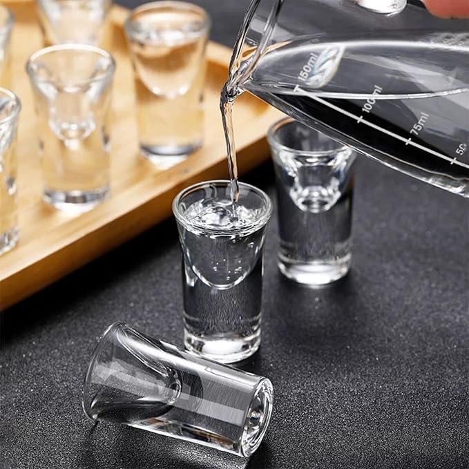 Mini Shot Glasses Set of 6, 0.5oz/15ml Clear Small Bullet Cups with Heavy Base, Cute Whiskey Glassware Cups for Vodka Whiskey Liqueurs Tequila Soju Espressos, Perfect for Party, Bar, Club, Cocktail
