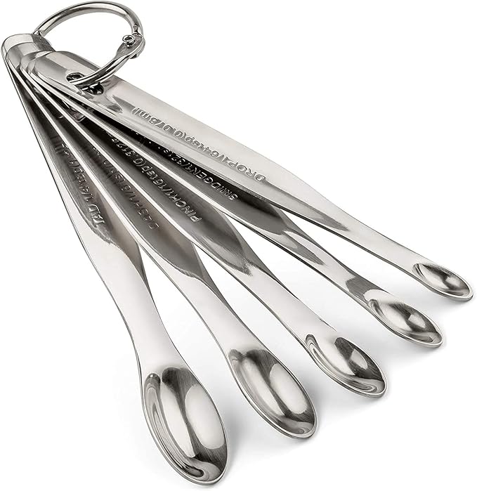Stainless Steel Mini Measuring Spoons Set - Heavy Duty, 5-Piece Set - For Powders, Supplements, Herbs, Spices, Extracts - Dishwasher-safe - Professional Metal Kitchen Utensils By Morgenhaan