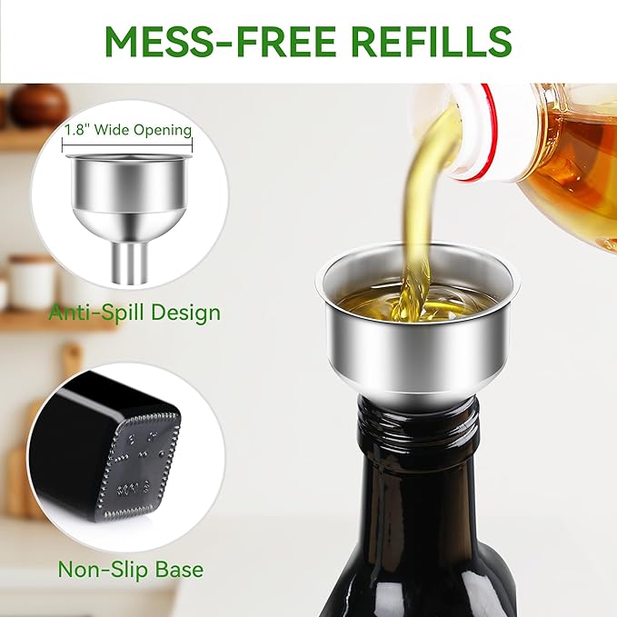 Vakoo Oil and Vinegar Dispenser Set - 17oz/500ml, Extra Thick Glass, Leak-Proof, Olive Oil Dispenser Bottle for Kitchen (Blue Black)