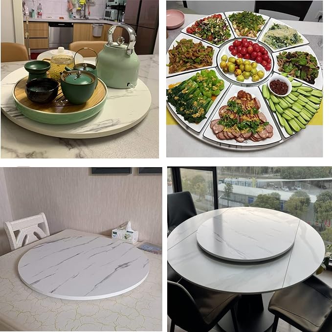 Wooden Turntable Large Dining Table Lazy Susan Turntable Round Ø 50cm-100cm - Kitchen Rotating Serving Plate, With Bearings, Stable, No Tilt, 360° Rotating Tray For Serving Food (Color : Red-brown,