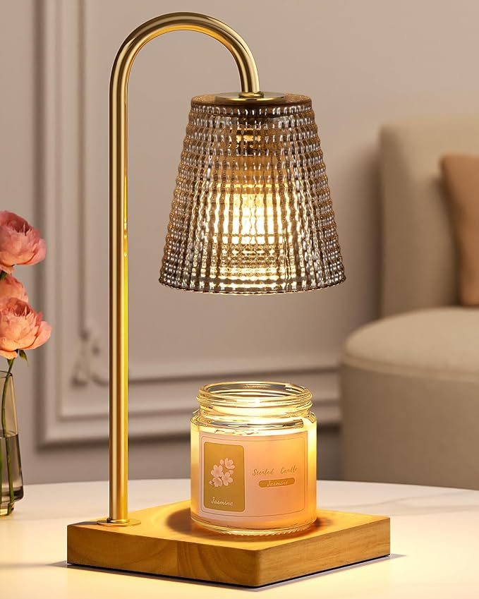 Hong-in Black and Gold Candle Warmer Lamp with Timer Dimmer,Birthday Gifts for Women Mom,House Warming Gifts New Home Room Decor,Vintage Wax Warmer for Scented Wax Jar Candles