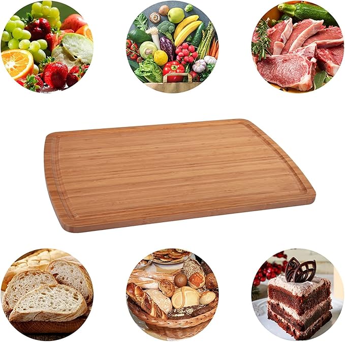 Extra Large Bamboo Wood Cutting Board, 30 x 20 Inch Kitchen Wooden Chopping Board with Juice Groove, Reversible Butcher Block Cutting Board for Meat, Turkey Carving