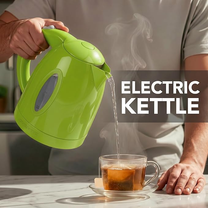 OVENTE Electric Kettle, 1.7L Fast Boiling Water Heater for Coffee or Tea, BPA Free with Water Level Gauge, Auto Shut-Off, Boil-Dry Protection, Indicator Light and Removable Filter, Green KP72G