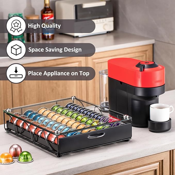 Capsule Holder Drawer for With Glass For Cabinet Vertuo Pod Storage Rack For Counter