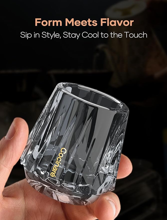 Cocinare KissCup Crystal Espresso Cup – 1.5oz Demitasse Cup for Espresso, Pour-over coffee & Tea, Haze Gray, Crystal Collection