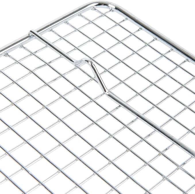 2 PACK Commercial Grade Full Size Pan and Cooling Rack/Pan Grate Set for Standing Heat Lamps 2 1/2" Deep Anti-Jam Stainless Steel Steam Table Pan with Footed Grate