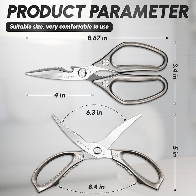 SSGP Kitchen Shears Set, All Purpose Heavy Duty Poultry Shears, Sharp Japanese Meat Scissors, Dishwash Safe Stainless Steel Kitchen Scissors for Food, Chicken Bones, Turkey, Cooking Gifts for Men Dad
