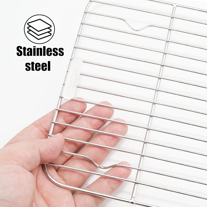 2 Pack 9.84" x 7.48" Baking Cooling Racks, 304 Stainless Steel Wire Baking Rack for Cooking Roasting Grilling