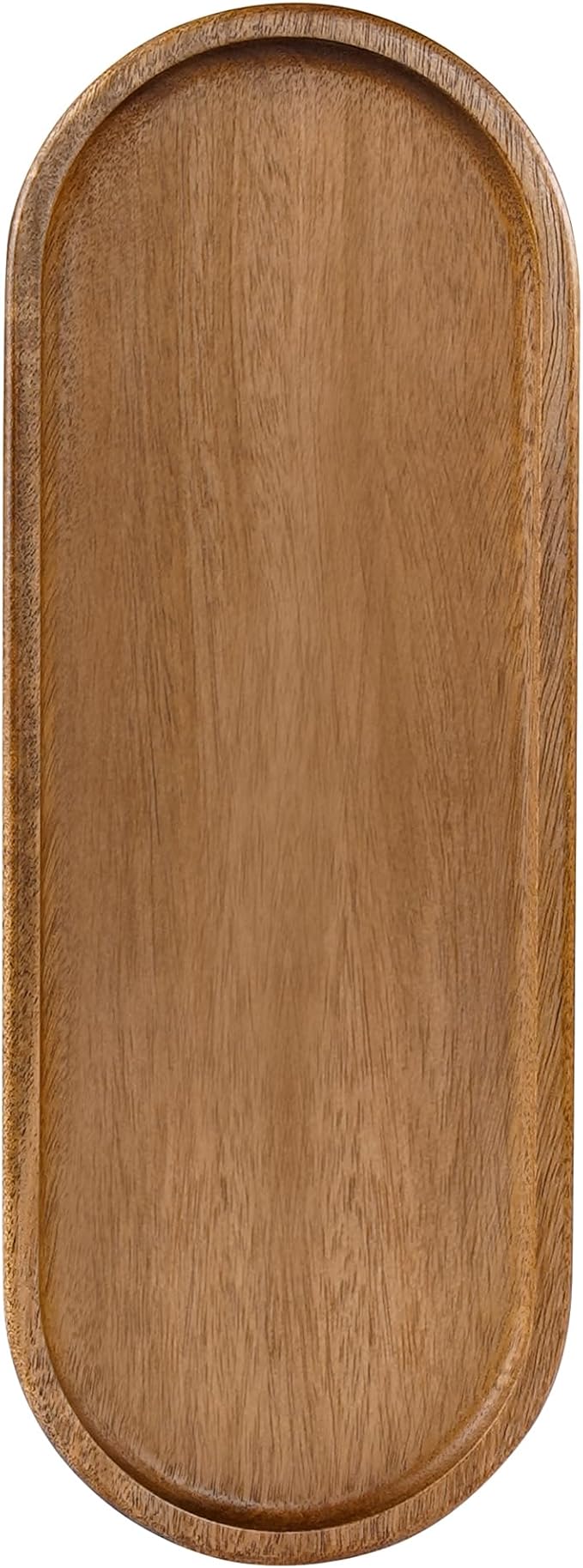 TJ POP Acacia Wooden Tray - 11.4” x 4.1” Oval Decorative Tray for Counter, Solid Wood Serving Tray for Coffee Table, Snacks & Drinks, Rustic Serving Platter for Party, Holiday & Everyday Use