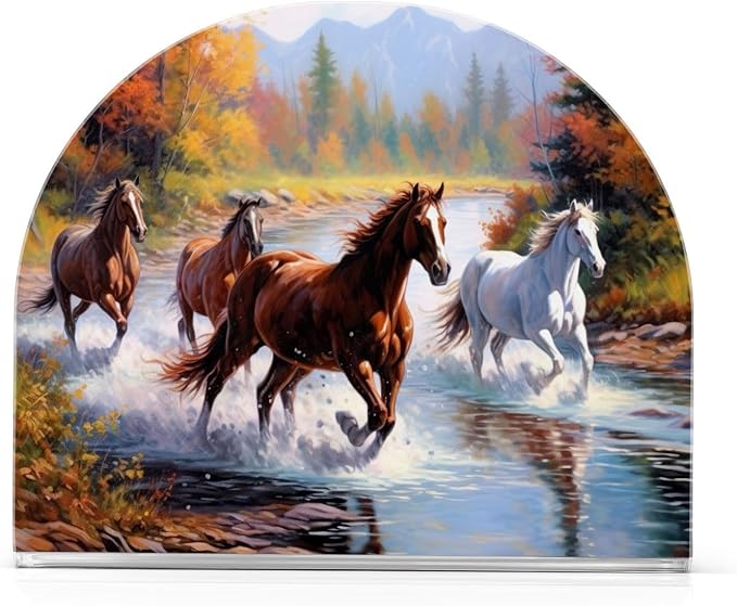 Qilmy Running Horses Napkin Holder for Tables –Napkin Holders for Kitchen, Table Napkin Holders, Cocktail Napkin Holder,Paper Napkins Holder