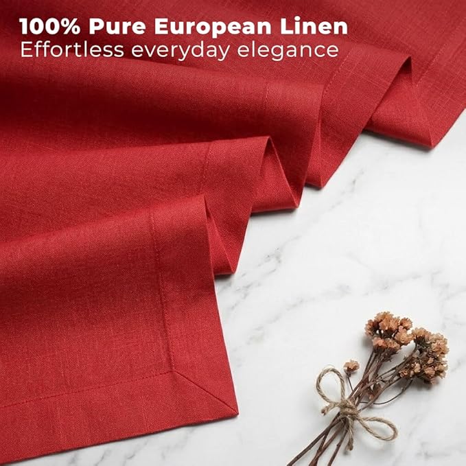 Classic Linen™ by D'Moksha Racing Red Table Runner 84 Inches Long, 100% Pure Linen, 14 x 84 Inch Table Runner for Dresser, Dining- Summer, Father's Day
