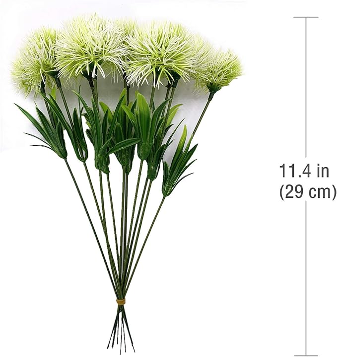 CATTREE Artificial Dandelion Flowers, Plastic Plants Shrubs Bushes Fake Grass Wedding Indoor Outdoor Home Garden Verandah Centerpieces Arrangements Party Decoration Planting Filler - White 10 Pcs