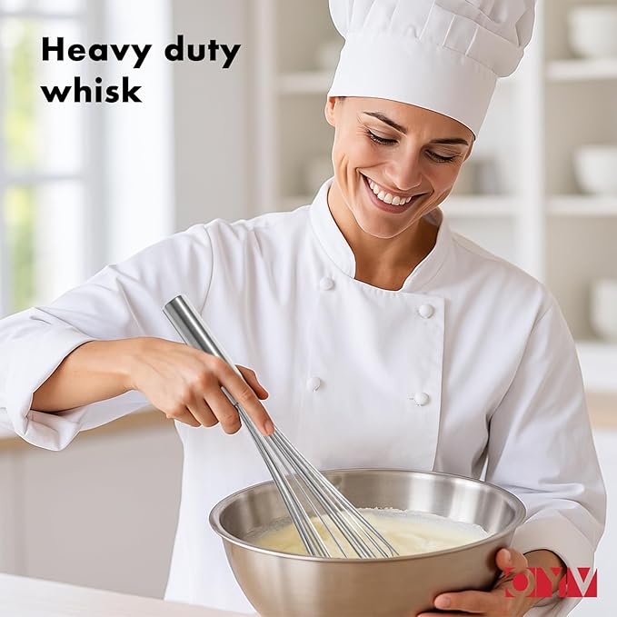 OYV 18/10 Stainless Steel Large Whisk, 17" Commercial Heavy Duty Whisk for Whipping Eggs, Mixing Batter, Making Sauces, Long Wisk Dishwasher Safe