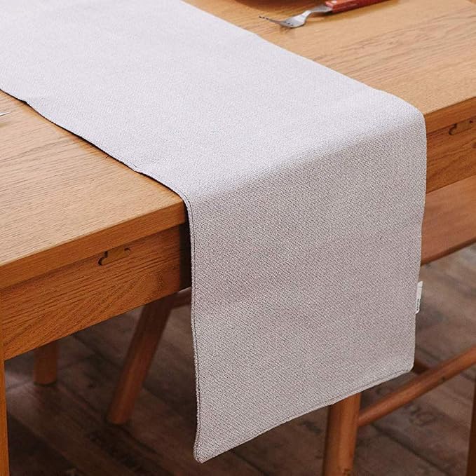 Soft Caddice Faux Linen Table Runner 2 Side for Family Dinners or Gatherings, Indoor or Outdoor Parties, Everyday Use (12 x 108, Seats 8-10 People), Beige