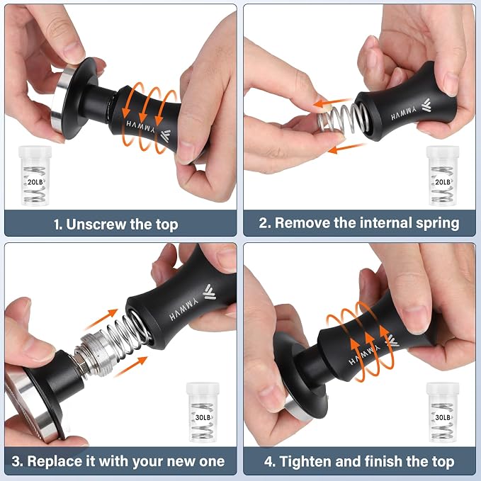 Espresso Tamper 58mm, Premium Barista Coffee Tamper with 20lb/30lbs Replacement Springs, 2 Spring Loaded Tampers with Stainless Steel Ripple Base, Self Leveling 58.3mm Tampers without Tilting